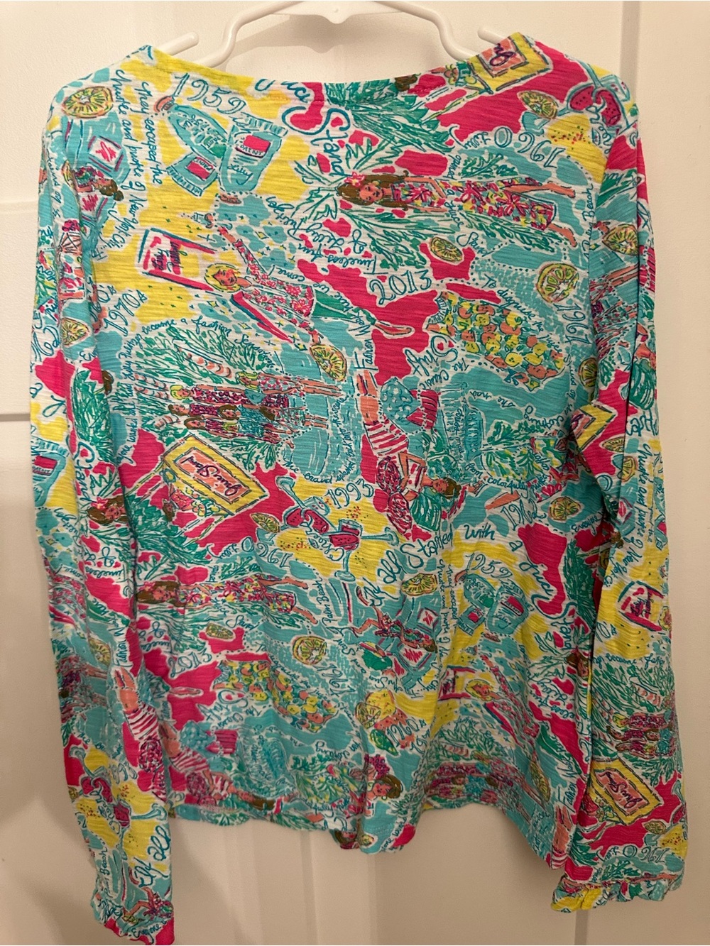 Lilly Pulitzer Bright Turquoise, Pink & Yellow Floral Print Top - Picture 4 of 4